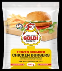 Goldi Frozen Crumbed Chicken Burgers_960g bag